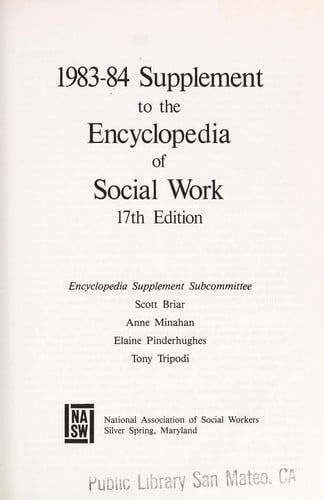 1983-84 supplement to the Encyclopedia of social work, 17th edition