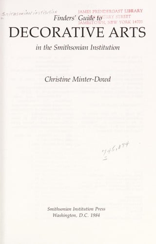 Finders' guide to decorative arts in the Smithsonian Institution