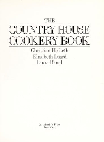 The country house cookery book