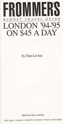 Frommer's budget travel guide, London '94-'95 on $45 a day