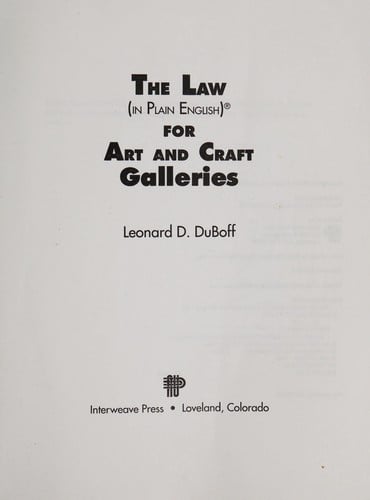 The law (in plain English) for art and craft galleries