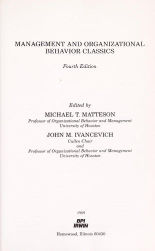 Management and organizational behavior classics