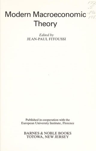 Modern macroeconomic theory