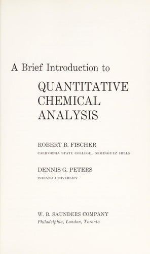 A brief introduction to quantitative chemical analysis