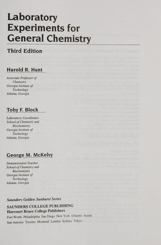 Laboratory experiments for general chemistry