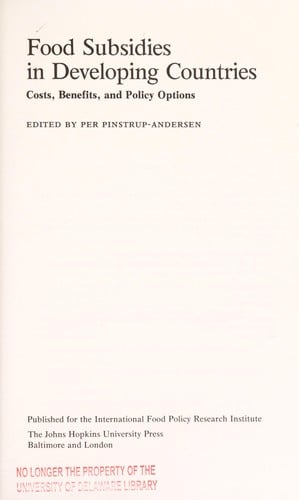 Food subsidies in developing countries