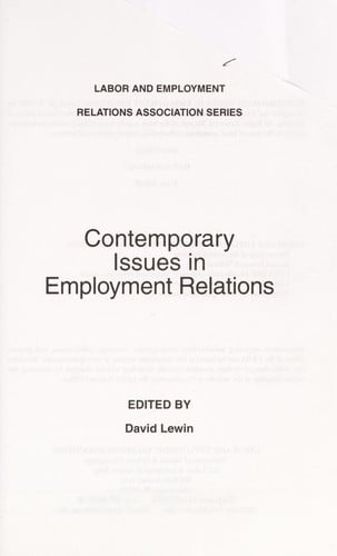 Contemporary issues in employment relations