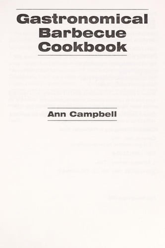 The gastronomical barbecue cookbook