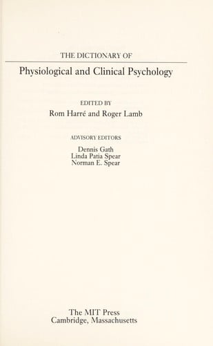 The Dictionary of physiological and clinical psychology