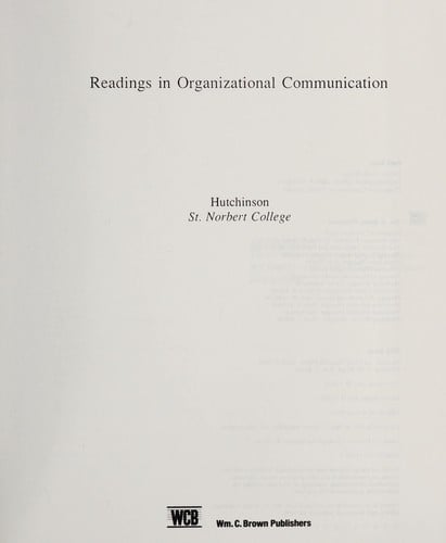Readings in organizational communication