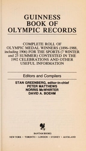 Guinness book of Olympic records