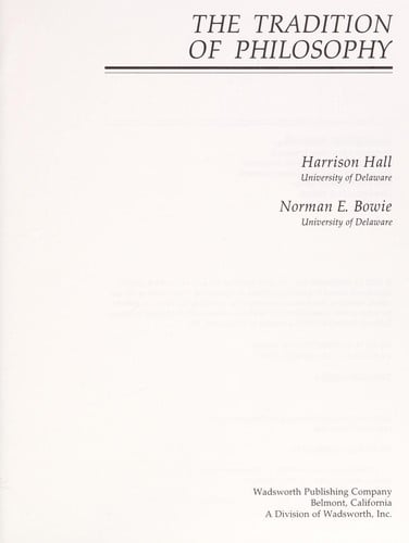 The Tradition of philosophy