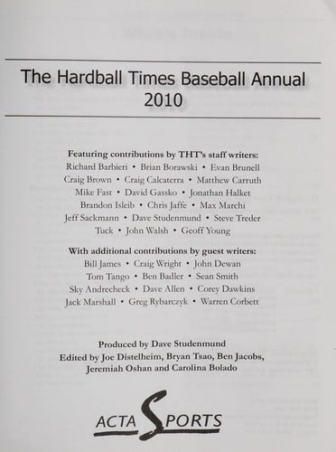 The Hardball times baseball annual, 2010