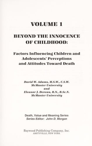 Helping children and adolescents cope with death and bereavement