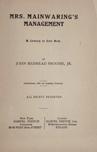 Mrs. Mainwaring's management ...