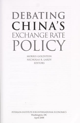 Debating China's exchange rate policy