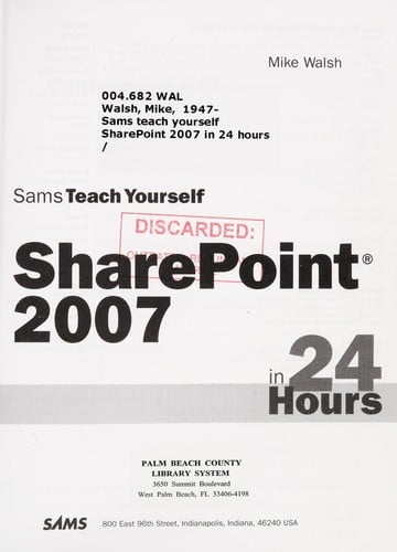 Sams teach yourself SharePoint 2007 in 24 hours