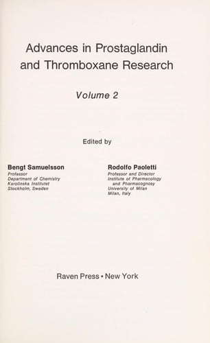 Advances in prostaglandin and thromboxane research