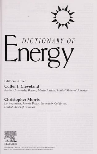 Dictionary of energy