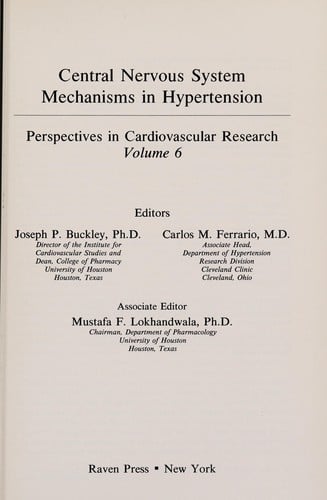 Central nervous system mechanisms in hypertension