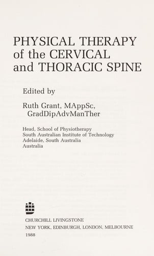Physical therapy of the cervical and thoracic spine