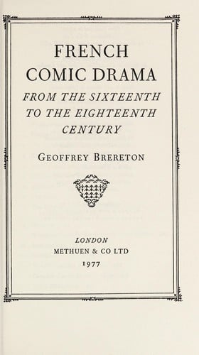 French comic drama from the sixteenth to the eighteenth century