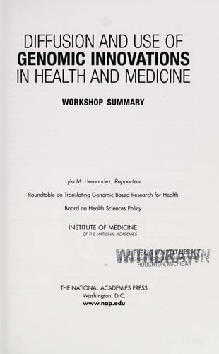 Diffusion and use of genomic innovations in health and medicine