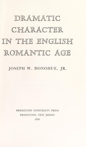 Dramatic character in the English Romantic age