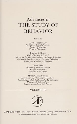 Advances in the Study of Behavior, 10