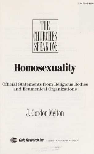 The Churches speak on--homosexuality
