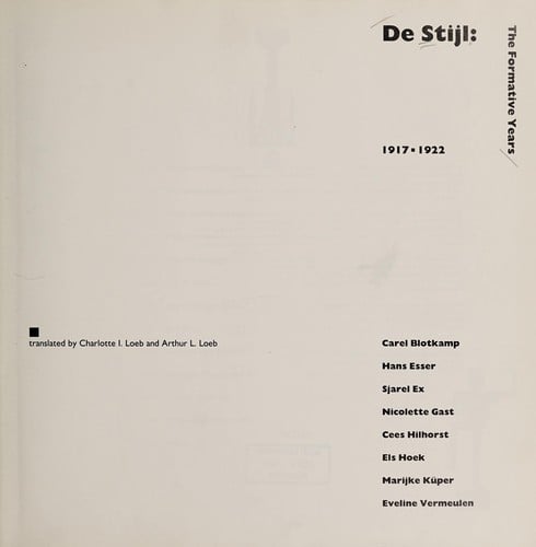 De Stijl, the formative years, 1917-1922