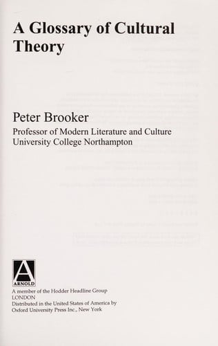 A glossary of cultural theory