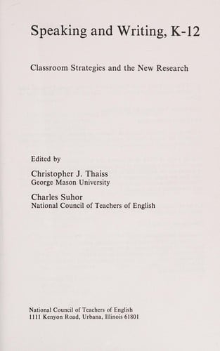 Speaking and Writing, K-12