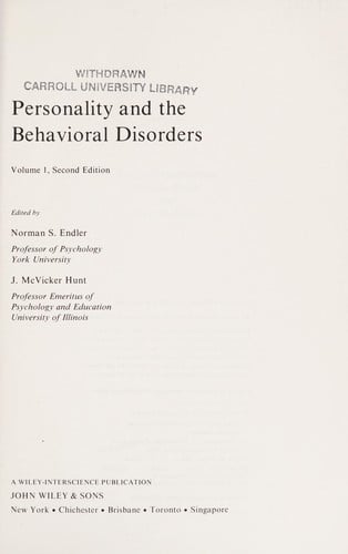Personality and the behavioral disorders