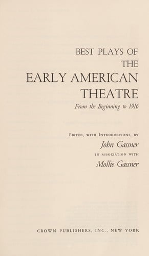 Best plays of the early American theatre