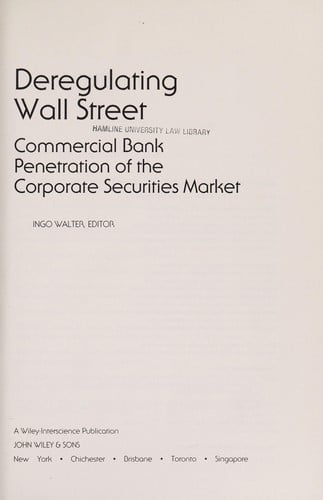 Deregulating Wall Street