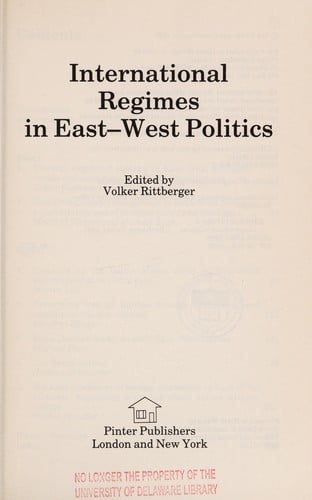 International regimes in East-West politics