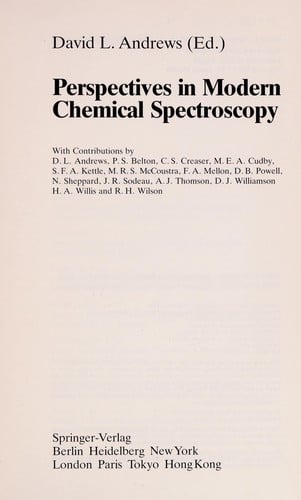 Perspectives in modern chemical spectroscopy