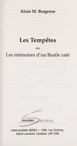 Les tempêtes, ou, Les mémoires d'un Beatle raté
