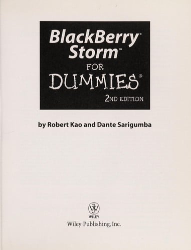 BlackBerry Storm for dummies