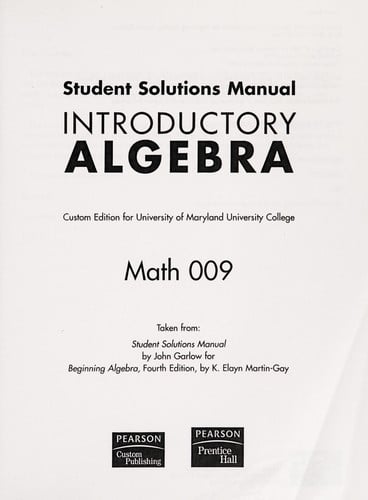 Student solutions manual introductory algebra