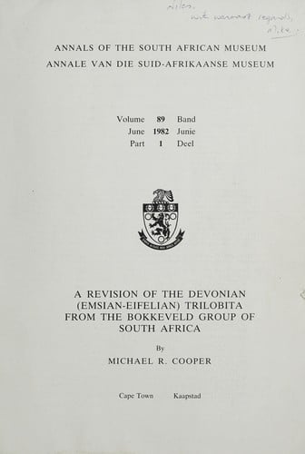 A Revision of the devonian (emsian-eifelian) Trilobita from the Bokkeveld group of South Africa
