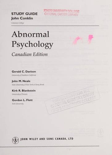 Study guide to accompany Abnormal psychology, second Canadian edition