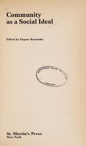 Community as a social ideal