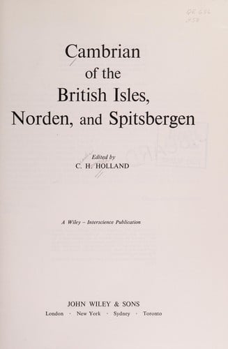 Cambrian of the British Isles, Norden, and Spitsbergen