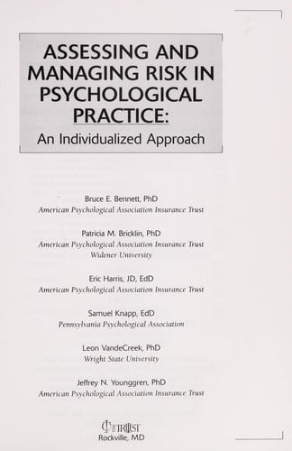 Assessing and managing risk in psychological practice