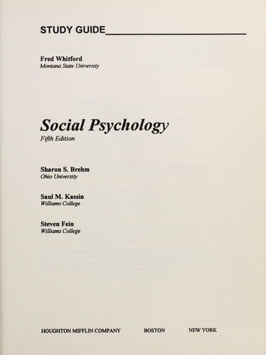 Social Psychology - Study Guide ONLY