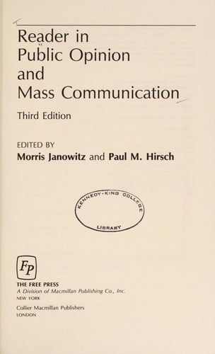 Reader in public opinion and mass communication