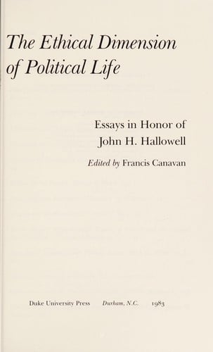 The Ethical dimension of political life