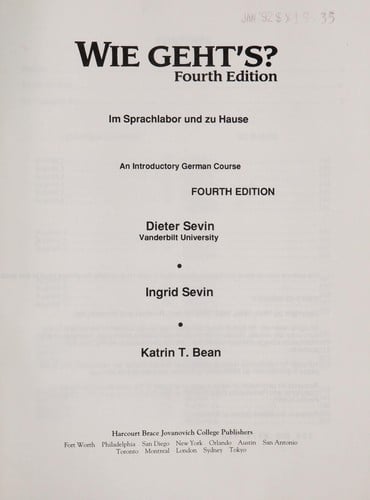 Wie geht's? fourth edition